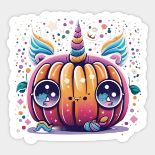 Cute Unicorn Pumpkin Funny Halloween Costume Sticker